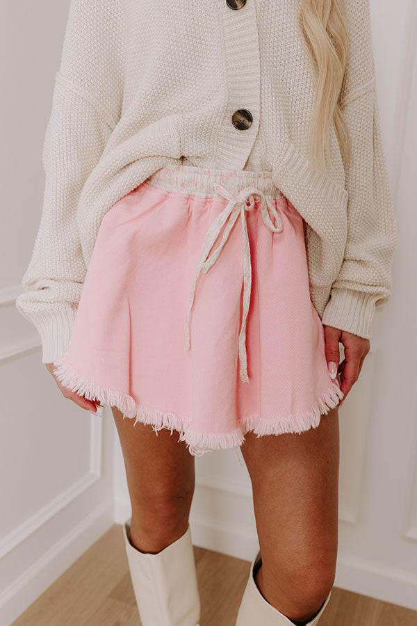 Premium High Waist Denim Skort in Pink – Ultimate Casual Style