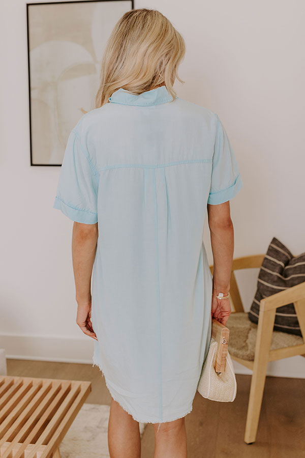 Ultimate Sky Blue Chambray Mini Dress - Perfect for Summer BBQs