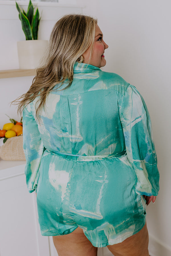Premium Satin Romper - Chic Watercolor Print