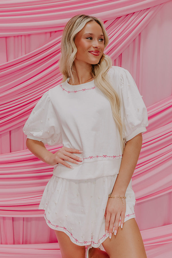 Ultimate Coquette Pearl Embellished Top - White