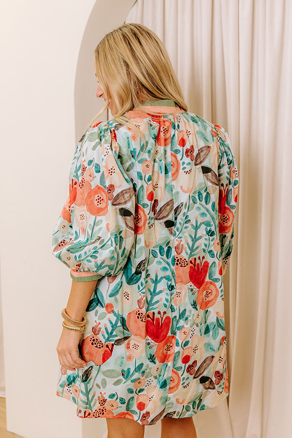 Premium Life In Full Bloom Mini Dress - Limpet Shell