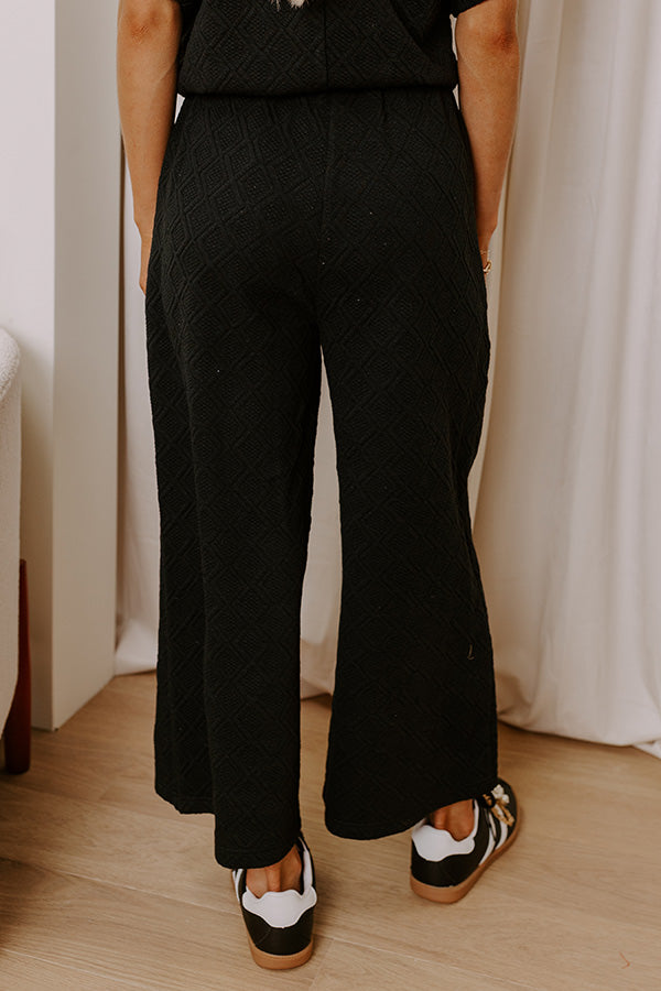 Premium High Waist Knit Lounge Pants - Black Diamond Luxe