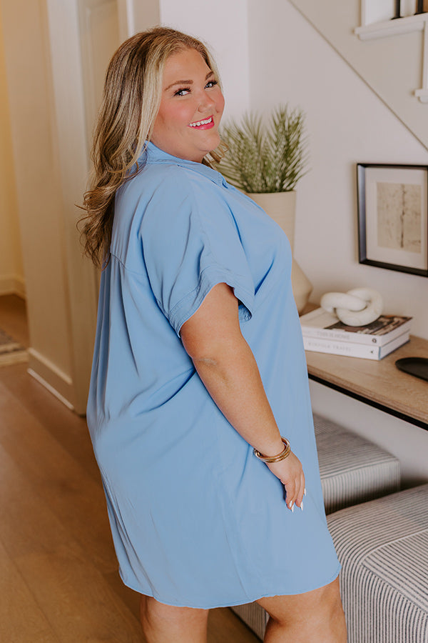 Premium Sky Blue Shift Dress - Effortless Radiance & Comfort