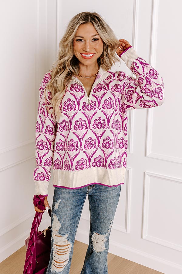 Premium Aspen Knit Sweater in Berry - Cozy & Chic