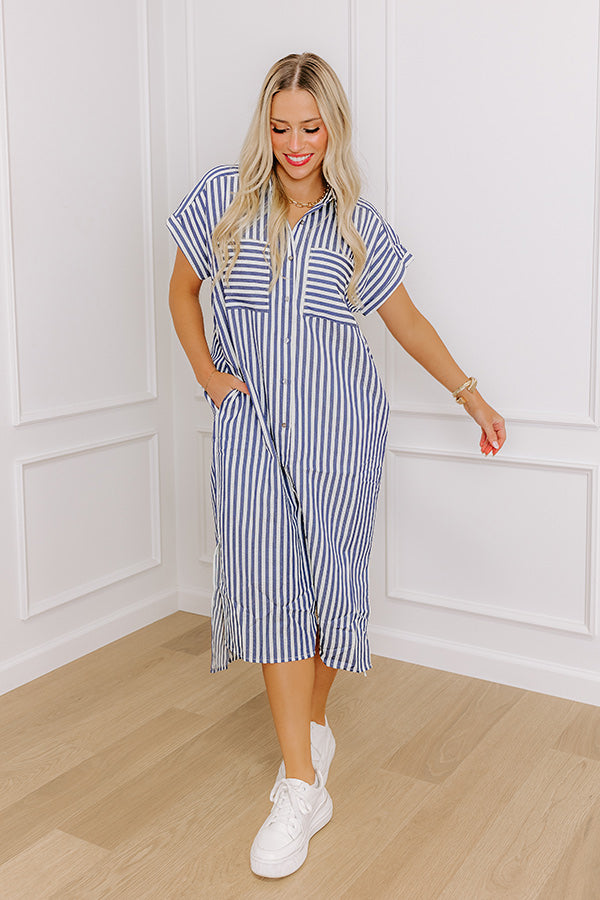 Ultimate Coastal Charm Stripe Midi Dress
