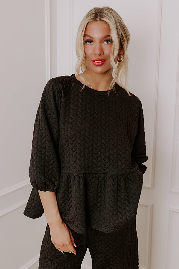 Ultimate Chic A La Mode Knit Peplum Top - Stylish Black Edition