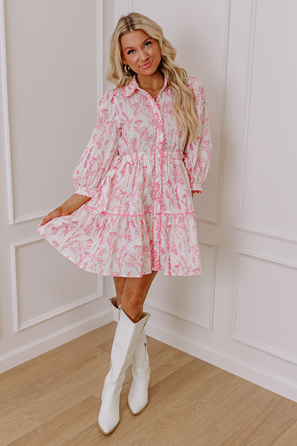 Ultimate Memory Lane Floral Mini Dress in Pink - Spring Essential