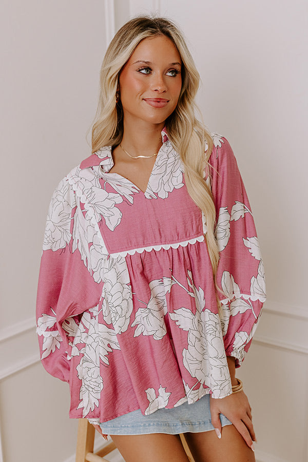 Ultimate Chic Floral Babydoll Top - Blush Elegance