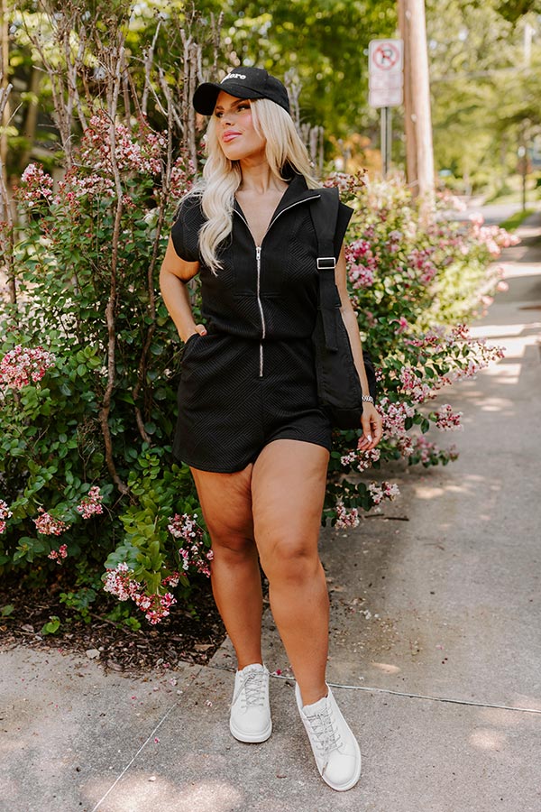 Premium Black Curves Coffee Run Cutie Romper - Ultimate Style Upgrade