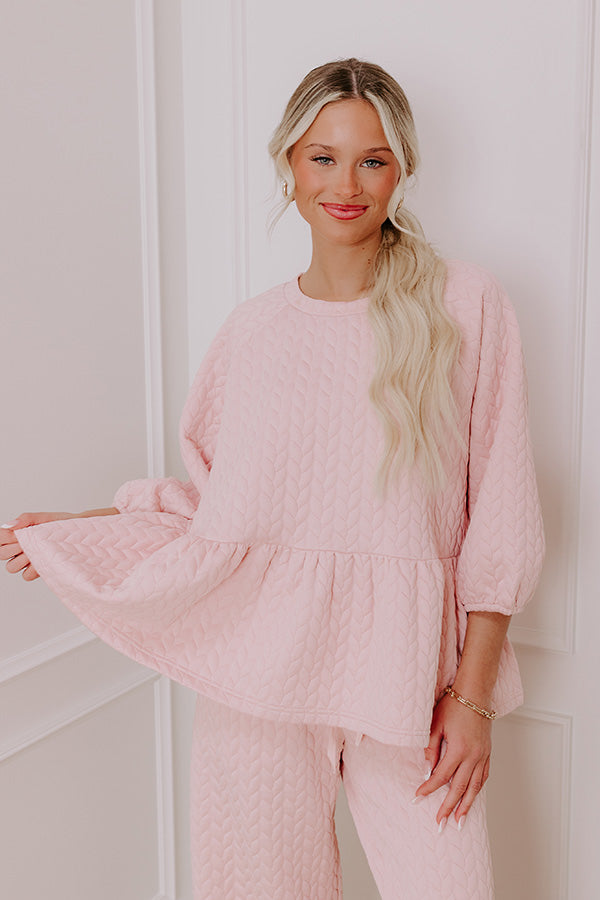 Ultimate Chic A La Mode Knit Peplum Top in Pink