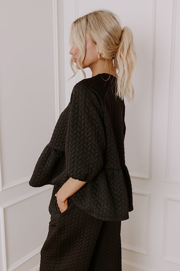 Ultimate Chic A La Mode Knit Peplum Top - Stylish Black Edition
