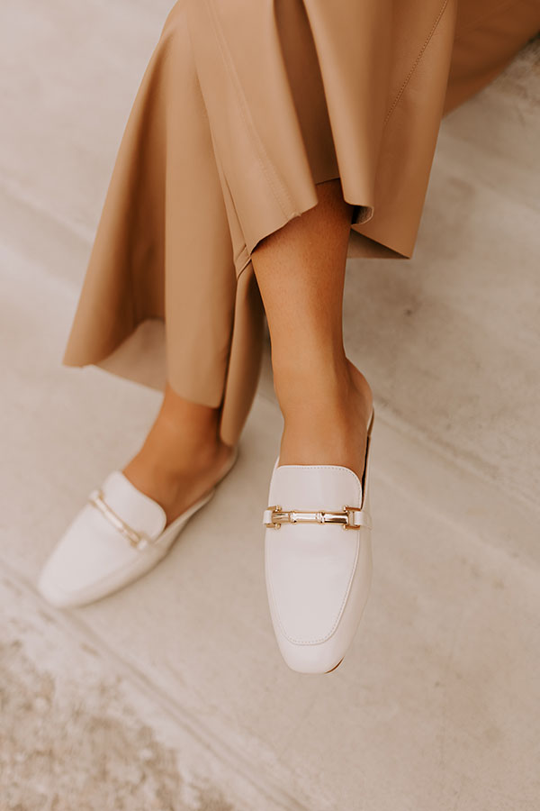 Premium Aubrey Faux Leather Mule Loafer - Cream