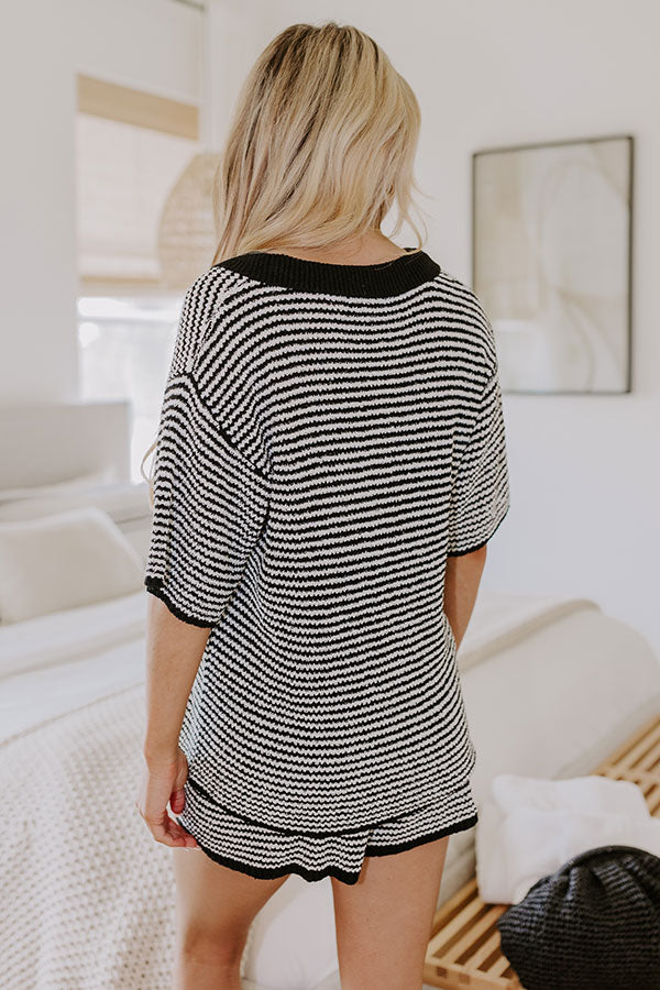 Premium Lake Days Striped Knit Top - Ultimate Style in Black