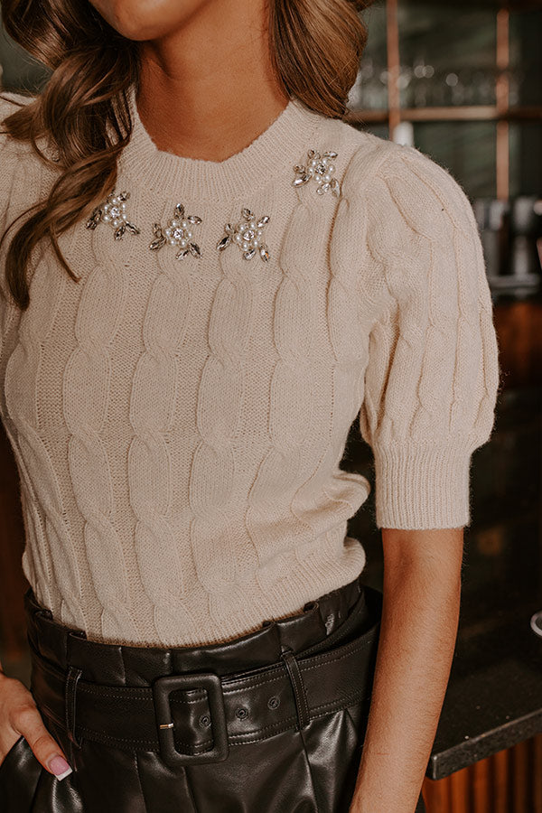 Premium Uptown Elegance Embellished Sweater Top