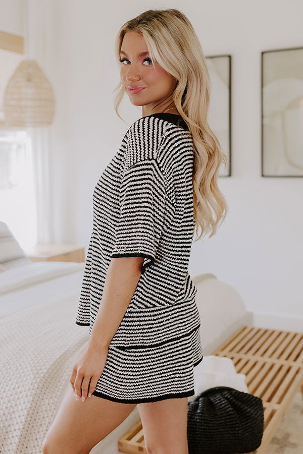 Premium Lake Days Striped Knit Top - Ultimate Style in Black