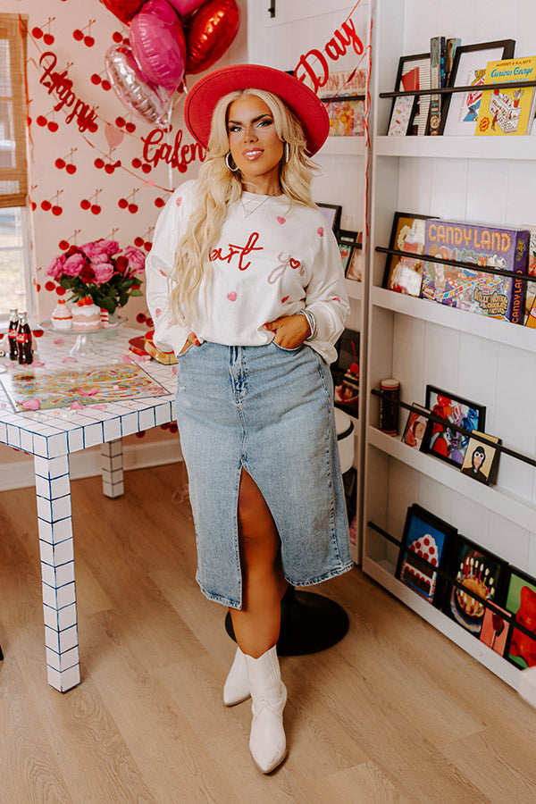 Ultimate 'I Heart You' Embroidered Sweater - Premium Curves Fit