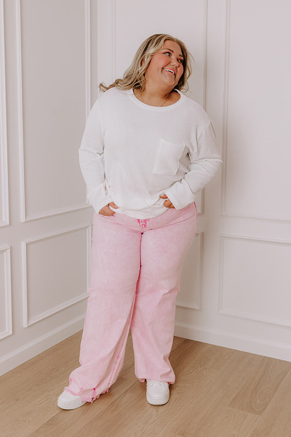 Premium RISEN Emilia High Waist Acid Wash Wide Leg Jeans for Curves