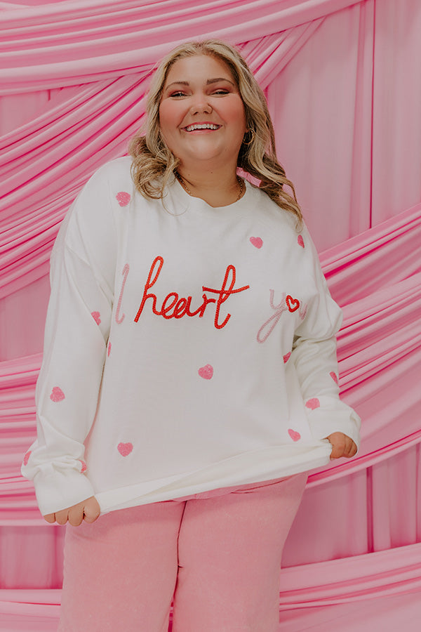 Ultimate 'I Heart You' Embroidered Sweater - Premium Curves Fit