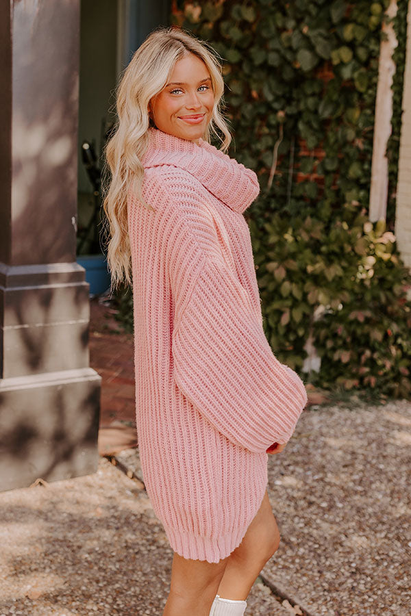 Ultimate Cozy Espresso Martini Sweater Dress - Pink