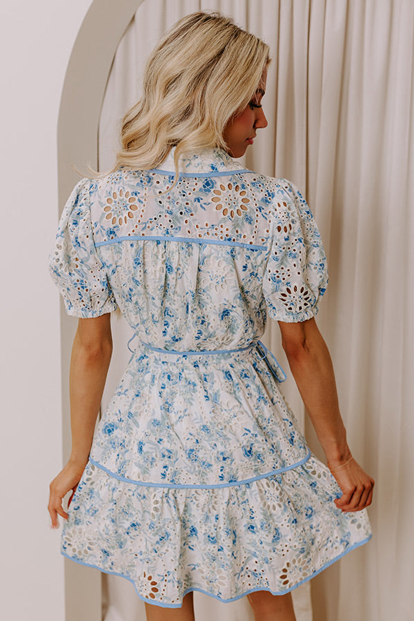 Premium Sweet Embrace Floral Eyelet Mini Dress
