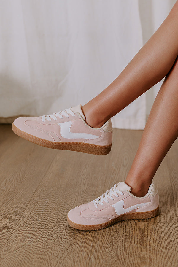 Premium Miley Faux Leather Sneakers in Blush - Upgrade Your Style