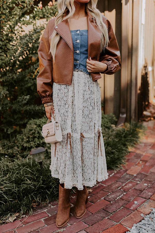 Ultimate Boho-Chic High Waist Lace Skirt in Mocha