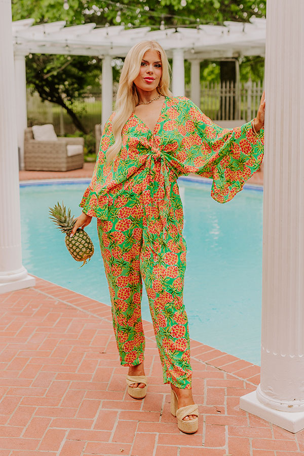 Premium High Waist Floral Print Pants - Plus Size Comfort