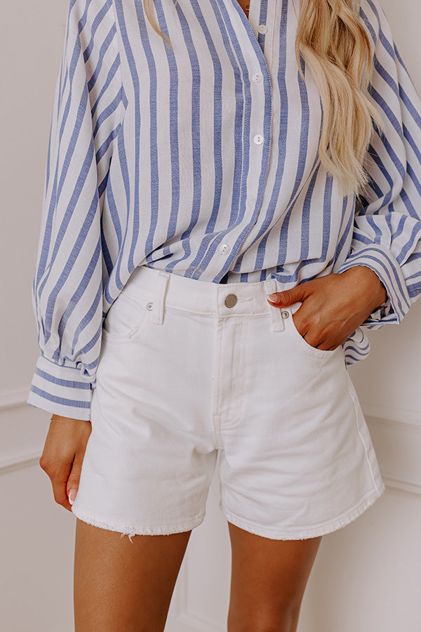 JUST USA Premium Joy High Waist Shorts in White - Ultimate Casual Style
