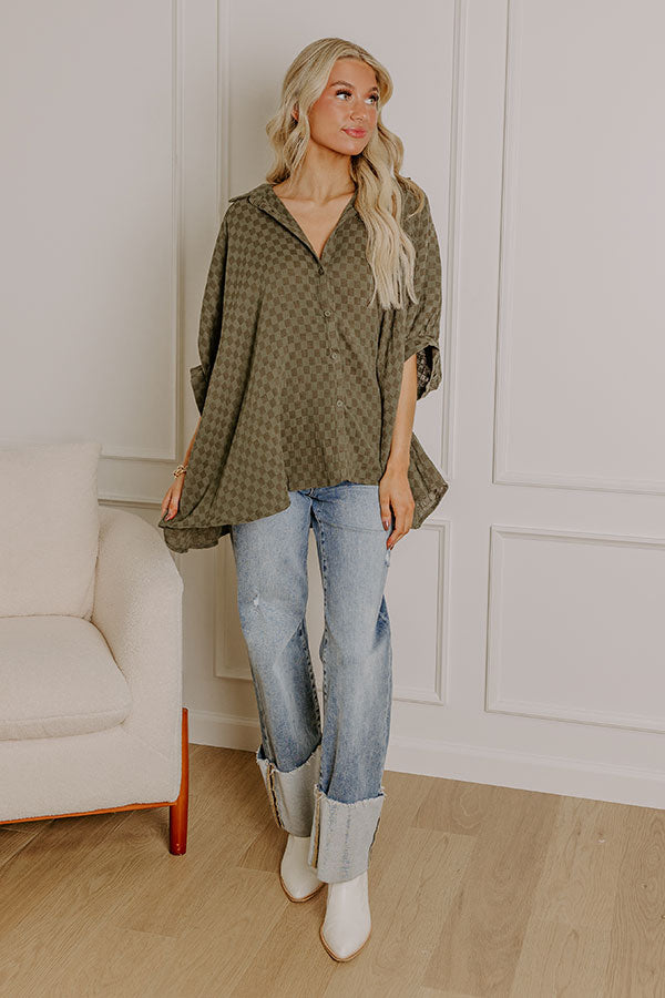 Premium Oversized Button-Up Shirt in Olive - Ultimate Style Upgrade