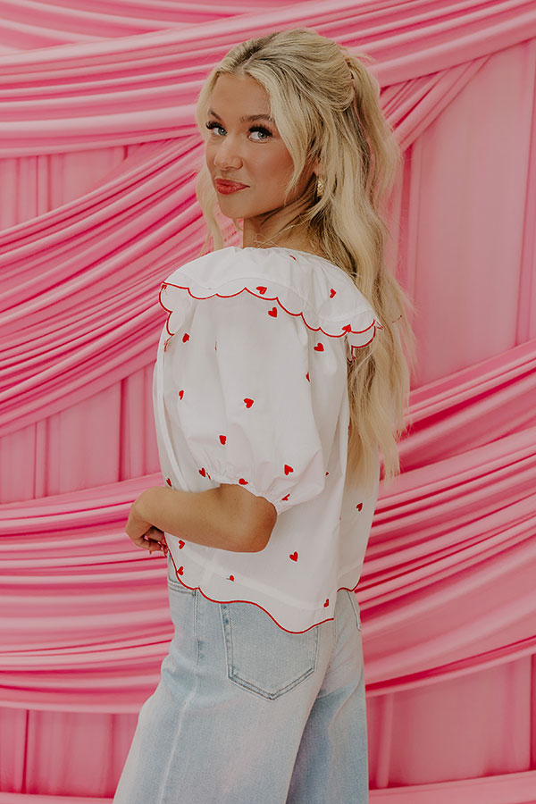 Ultimate Romantic Candy Hearts Embroidered Top - White