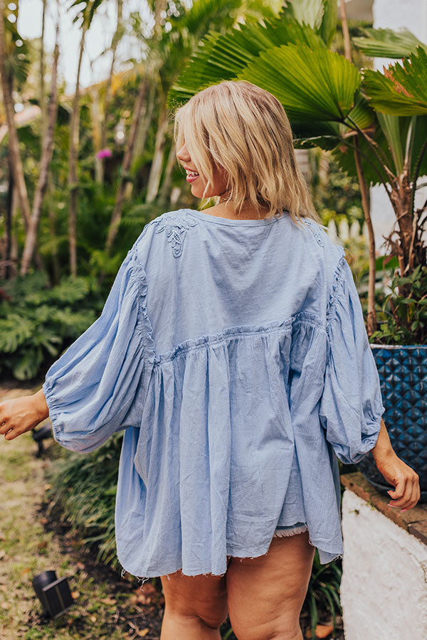 Premium Serenity Song Babydoll Top - Sky Blue Curves