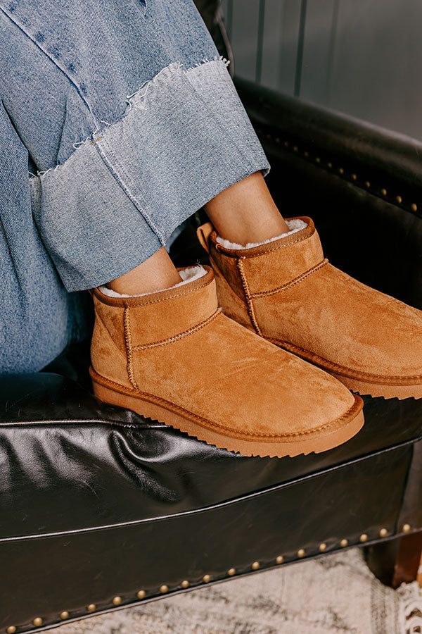 Premium Alpine-Inspired Faux Suede Booties in Camel