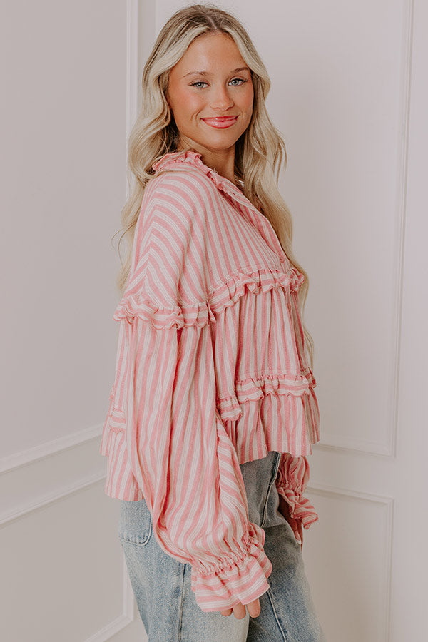 Premium Ruffled Stripe Blouse