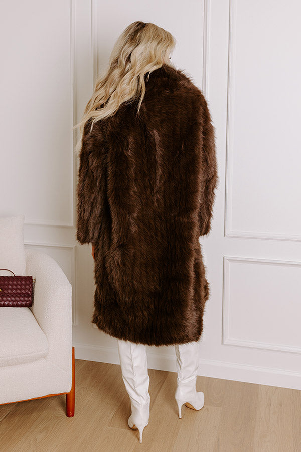 Premium Gala Nights Faux Fur Coat - Chestnut