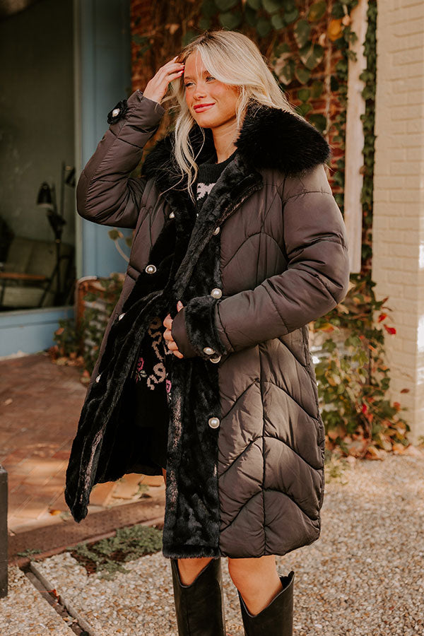 Premium Luxe Puffer Coat with Faux Fur & Pearl Accents