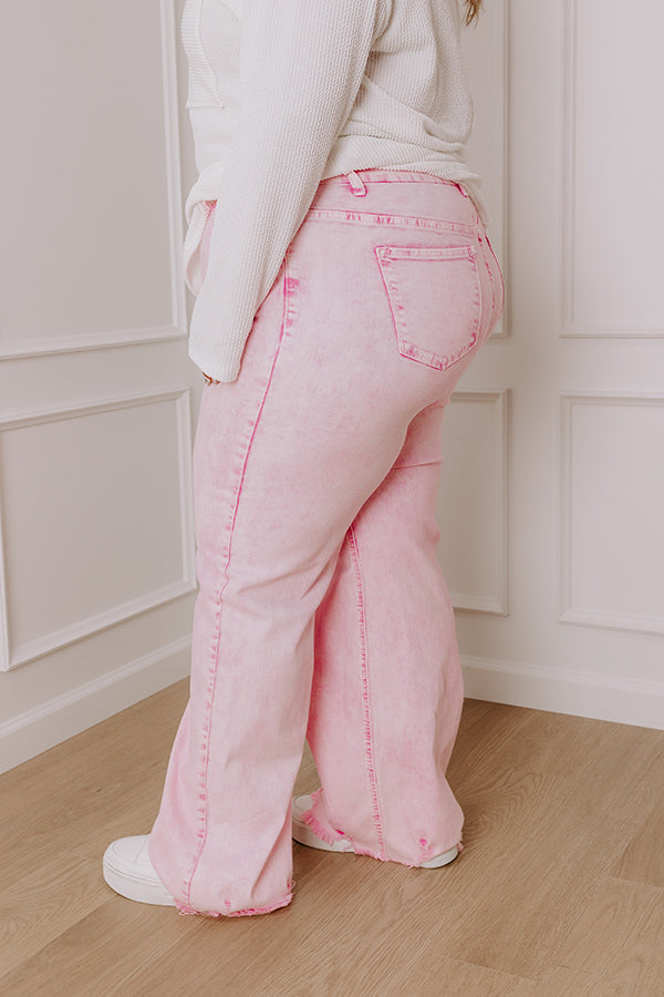 Premium RISEN Emilia High Waist Acid Wash Wide Leg Jeans for Curves