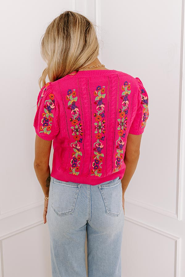 Premium Wildflower Fields Embroidered Knit Top