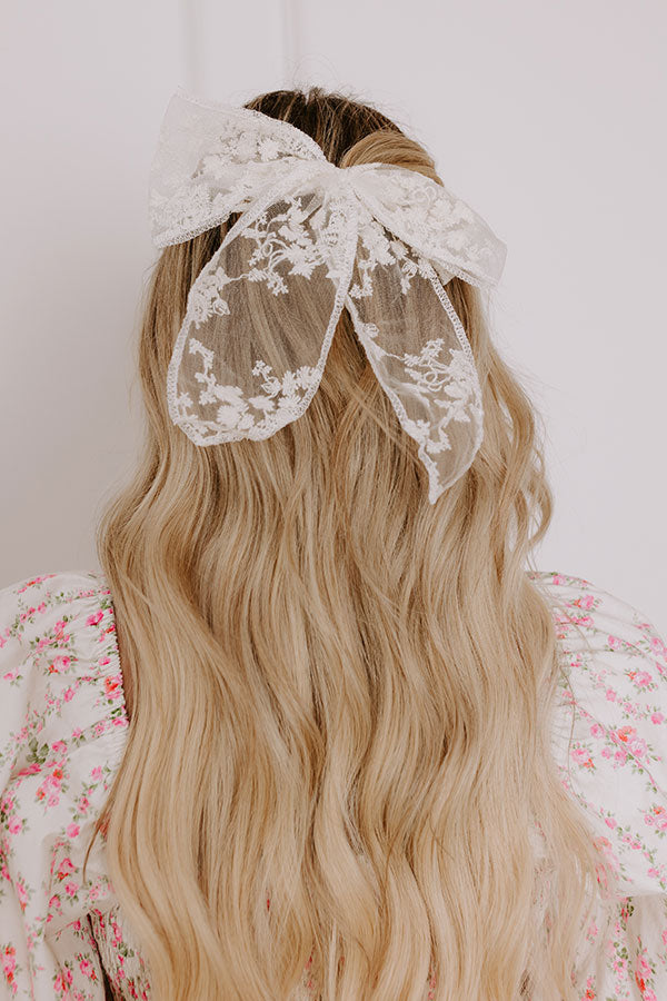 Premium Romantic Lace Bow Hair Clip - Elegant Floral Design