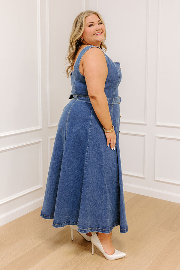 Premium Downtown Denim Maxi Dress - Effortless Style for Curves
