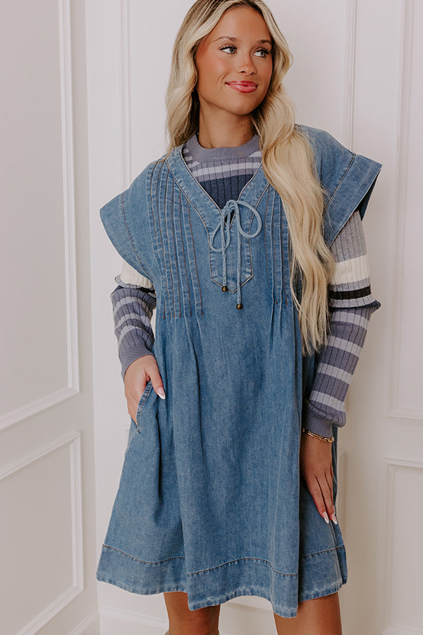 Premium Chambray Mini Dress - Small Town Charm