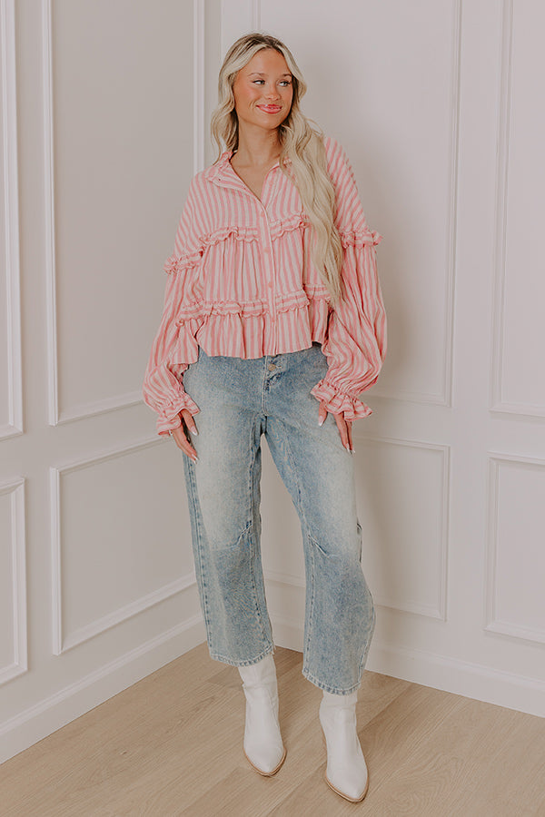 Premium Ruffled Stripe Blouse