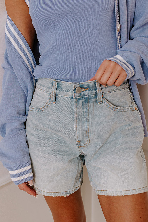 Ultimate JUST USA Joy High Waist Shorts - Light Wash Denim