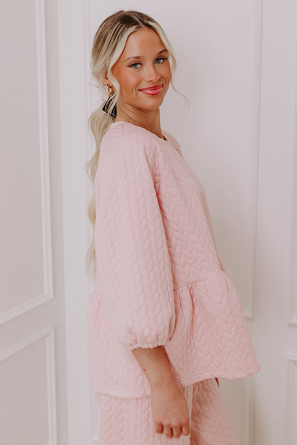 Ultimate Chic A La Mode Knit Peplum Top in Pink