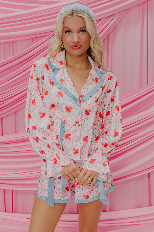 Premium Strawberry Dreams Satin Pajama Top - Ultimate Comfort & Style