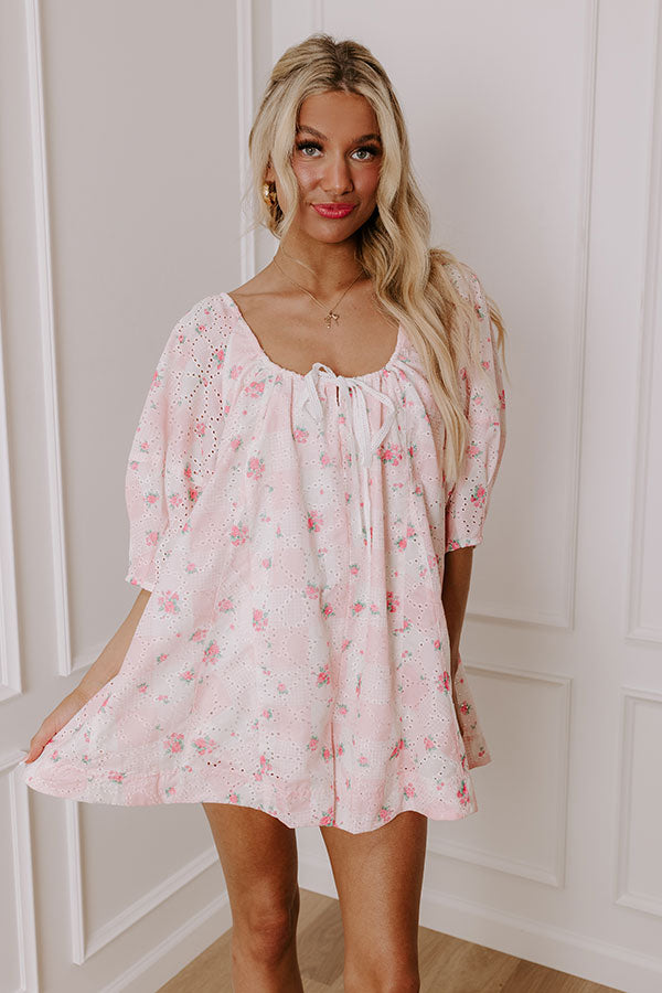 Ultimate Sweet Floral Eyelet Romper - Pink