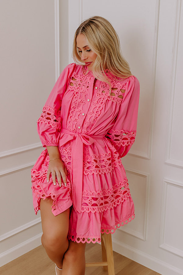 Premium Tea Time Embroidered Mini Dress