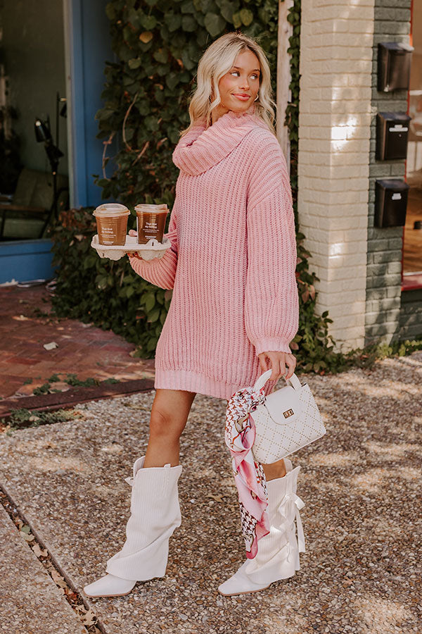 Ultimate Cozy Espresso Martini Sweater Dress - Pink