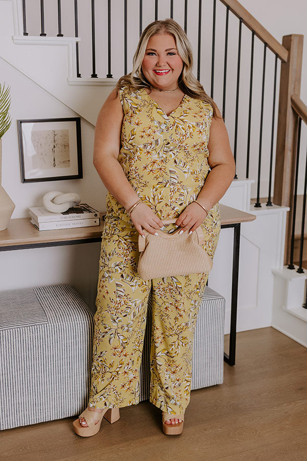 Premium Linen-Blend Vest Top with Botanical Print