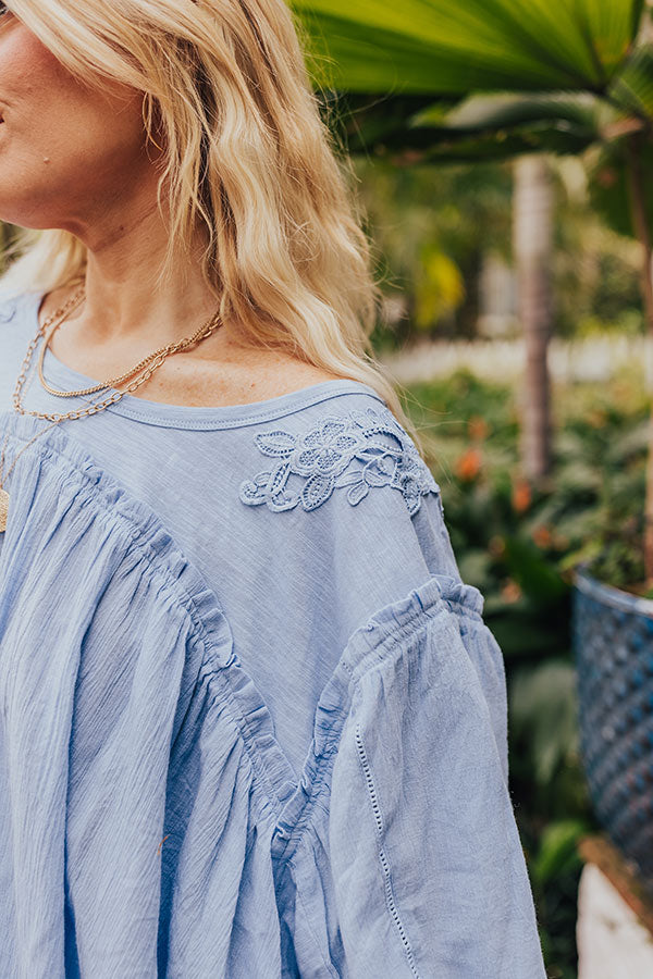 Premium Serenity Song Babydoll Top - Sky Blue Curves