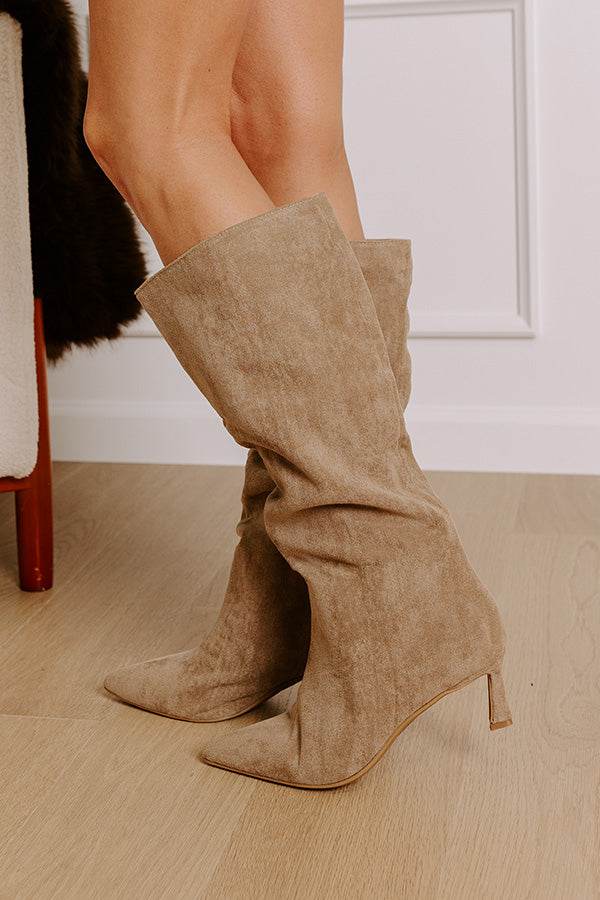 Premium Sadie Faux Suede Boots in Taupe - Ultimate Comfort & Style